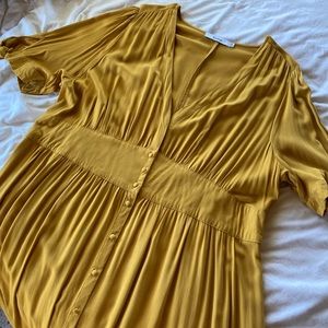 JustFab Yellow A-line Button Front Midi Dress 3x